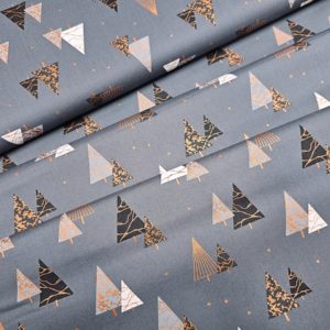 Algodón navidad ABETOS fondo gris