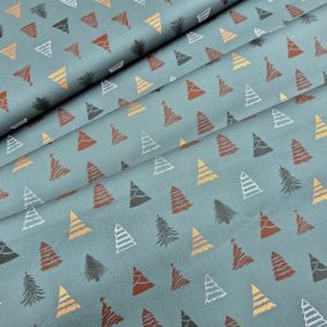 Algodón navidad ABETOS fondo verde