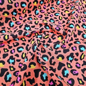 *Muselina ANIMAL PRINT coral neón