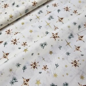 *Algodón navidad LEOPARDO estrellas blanca