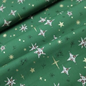 *Algodón navidad LEOPARDO estrellas verde