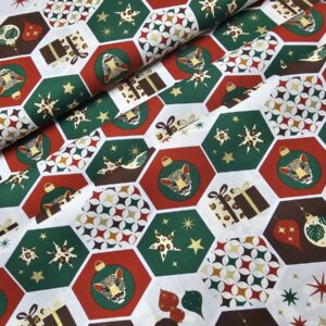 *Algodón navidad LEOPARDO blanco